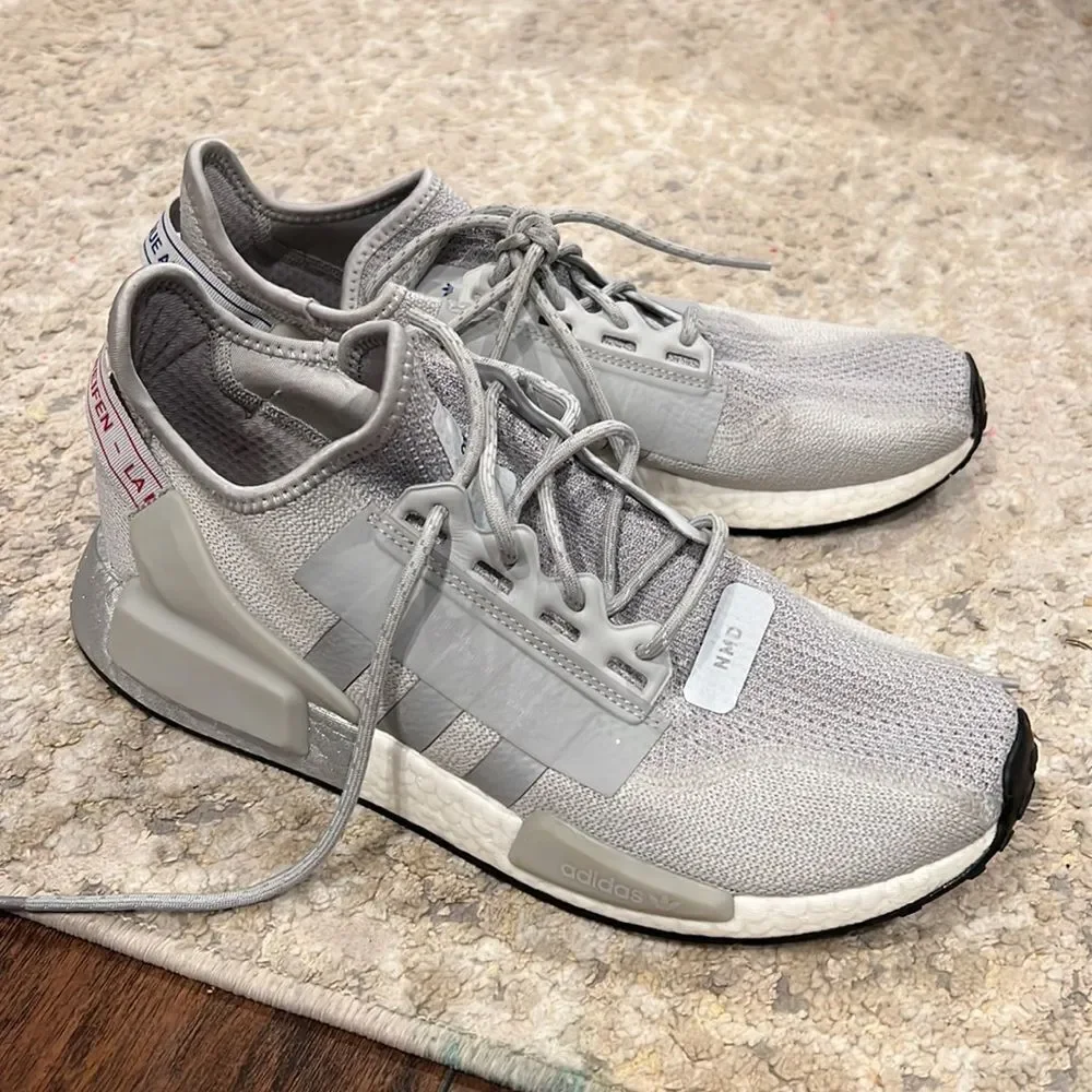 adidas Grey Knit Athletic Sneakers with Slip-On Design